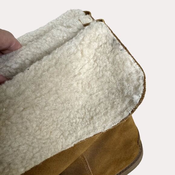 Bass Aria Womens Suede Leather Boots Booties Faux Shearling Tan 10 - Picture 12 of 12